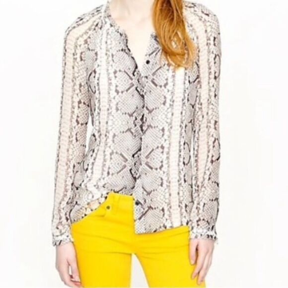 J. Crew Collection Snake Print Silk Blouse Size 6 - Picture 1 of 10